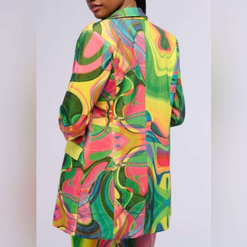 Akira Colorful Abstract Embellished Blazer Jacket - Picture 3 of 12